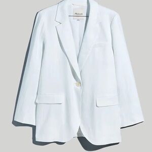 Madewell The Larsen Linen Women's Crisp White One Button Blazer